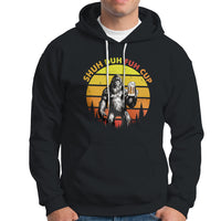 Funny Camping Hoodie Shuh Duh Fuh Cup Retro Funny Bigfoot Drinking Beer Camping - Wonder Print Shop