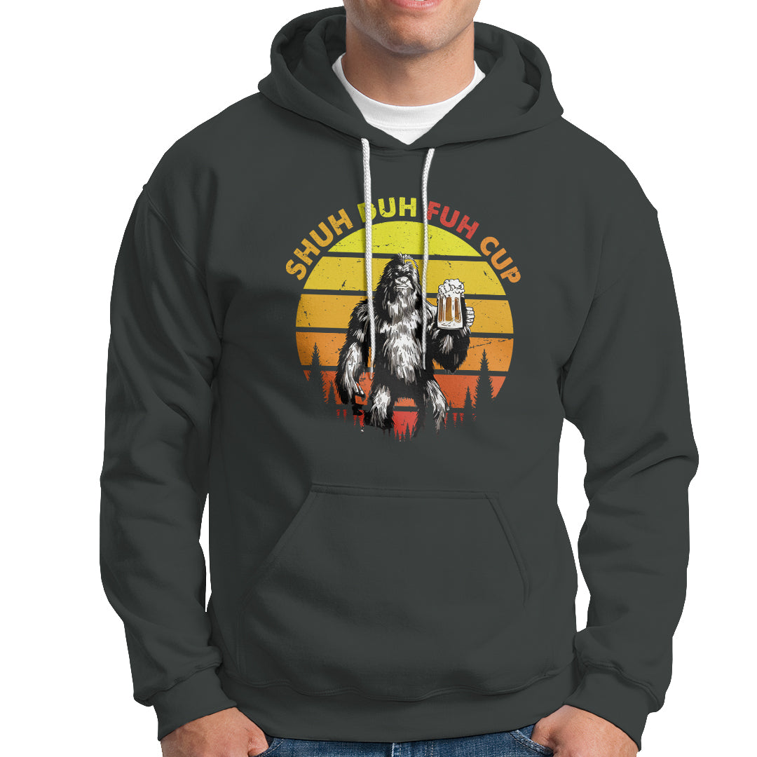 Funny Camping Hoodie Shuh Duh Fuh Cup Retro Funny Bigfoot Drinking Beer Camping - Wonder Print Shop