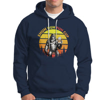 Funny Camping Hoodie Shuh Duh Fuh Cup Retro Funny Bigfoot Drinking Beer Camping - Wonder Print Shop
