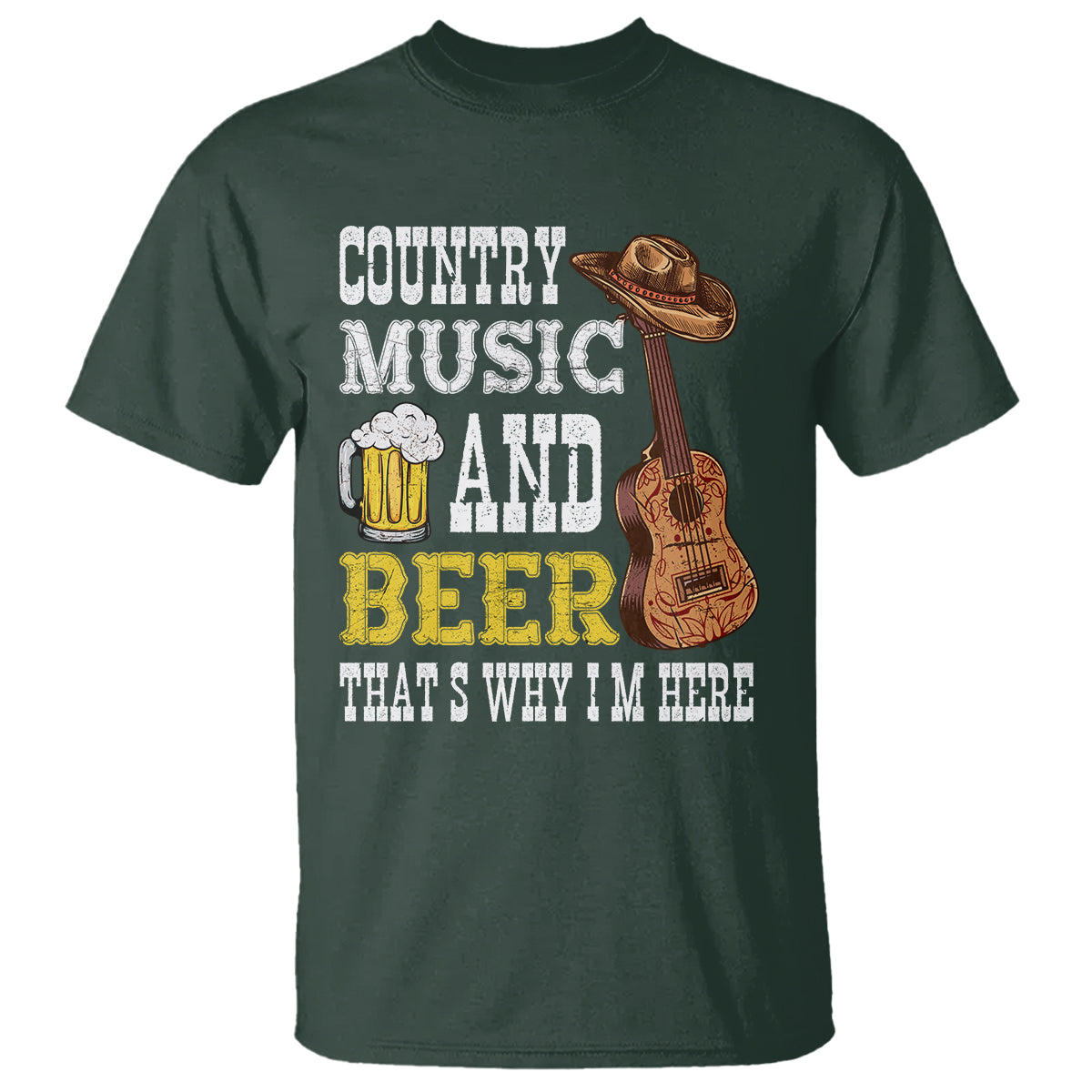 Beer Lover T Shirt Country Music And Beer That's Why I'm Here Western Drinking - Wonder Print Shop
