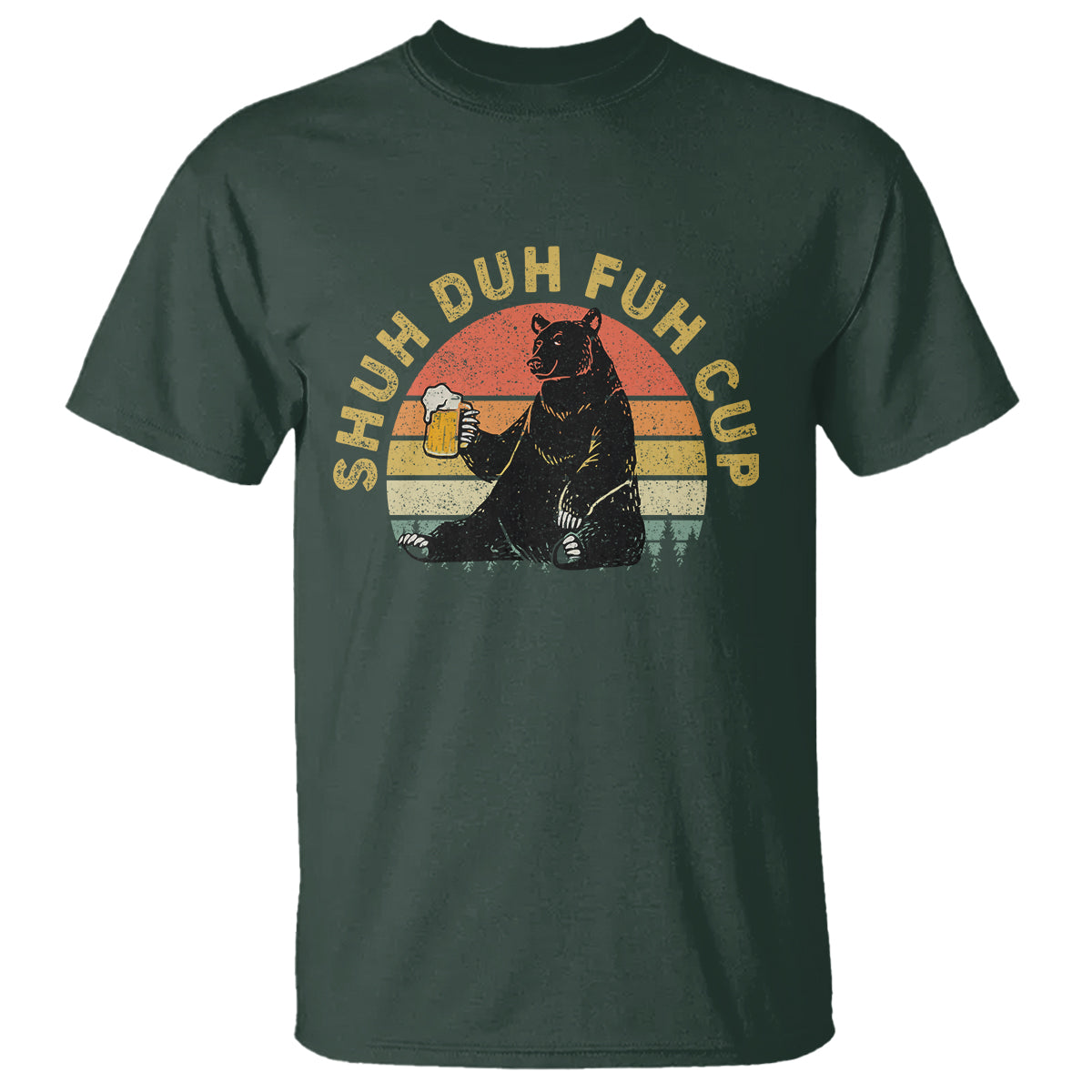 Beer Lover T Shirt Shuh Duh Fuh Cup Retro Funny Bear Drinking Beer Camping - Wonder Print Shop