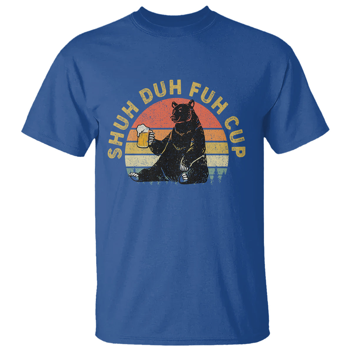 Beer Lover T Shirt Shuh Duh Fuh Cup Retro Funny Bear Drinking Beer Camping - Wonder Print Shop