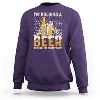 Beer Lover Sweatshirt I'm Holding A Beer So Yeah I'm Pretty Busy Funny Beer Lover - Wonder Print Shop