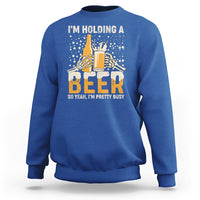 Beer Lover Sweatshirt I'm Holding A Beer So Yeah I'm Pretty Busy Funny Beer Lover - Wonder Print Shop