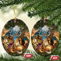 O Holy Night Nativity Scene Christmas Ceramic Ornament Christian Christmas Angels and Baby Jesus - Wonder Print Shop