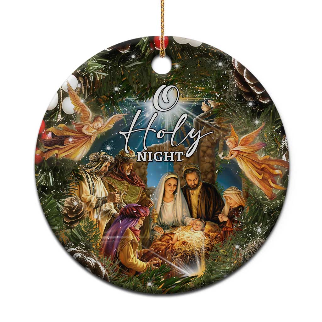 O Holy Night Nativity Scene Christmas Ceramic Ornament Christian Christmas Angels and Baby Jesus - Wonder Print Shop