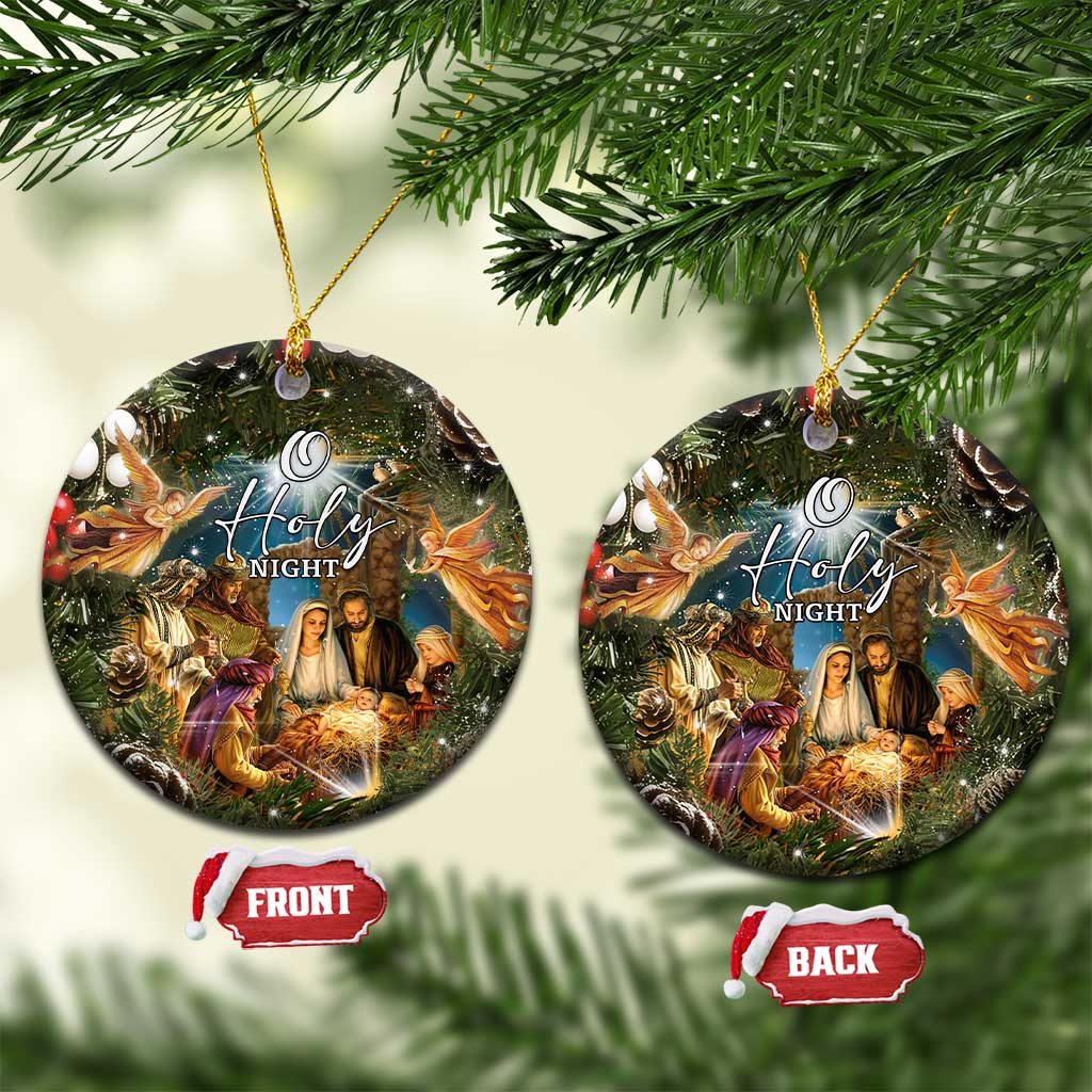 O Holy Night Nativity Scene Christmas Ceramic Ornament Christian Christmas Angels and Baby Jesus - Wonder Print Shop