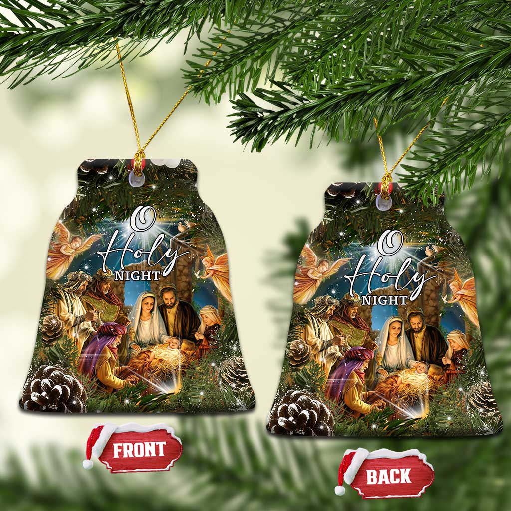 O Holy Night Nativity Scene Christmas Ceramic Ornament Christian Christmas Angels and Baby Jesus - Wonder Print Shop