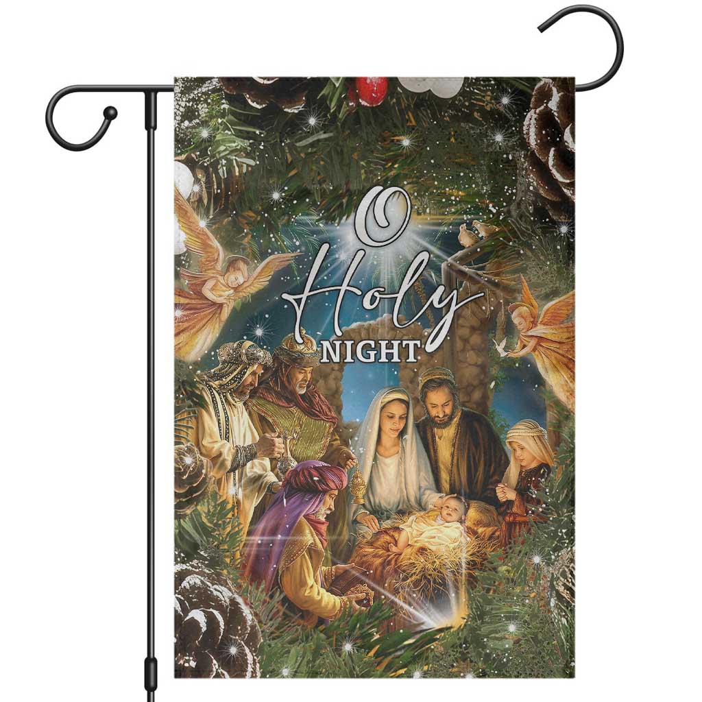 O Holy Night Nativity Scene Garden Flag Christian Christmas Angels and Baby Jesus - Wonder Print Shop