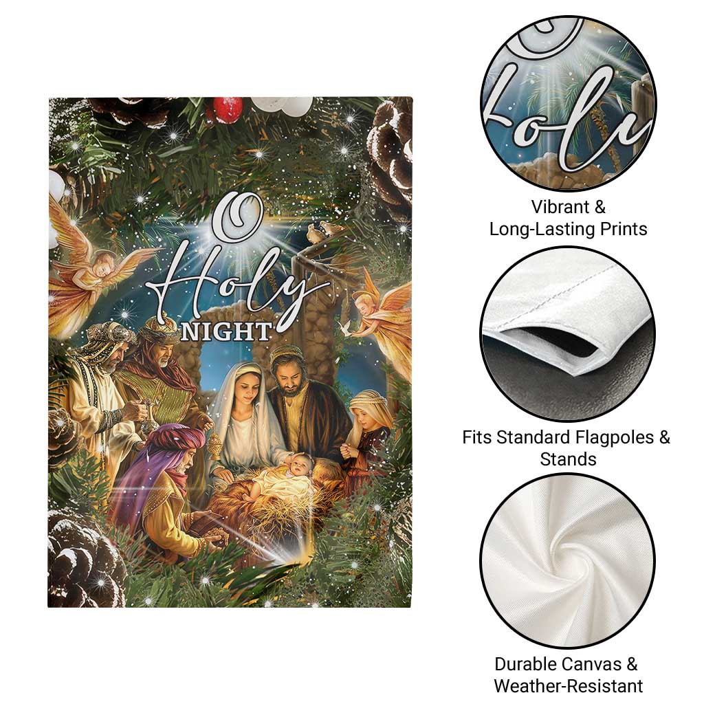 O Holy Night Nativity Scene Garden Flag Christian Christmas Angels and Baby Jesus - Wonder Print Shop