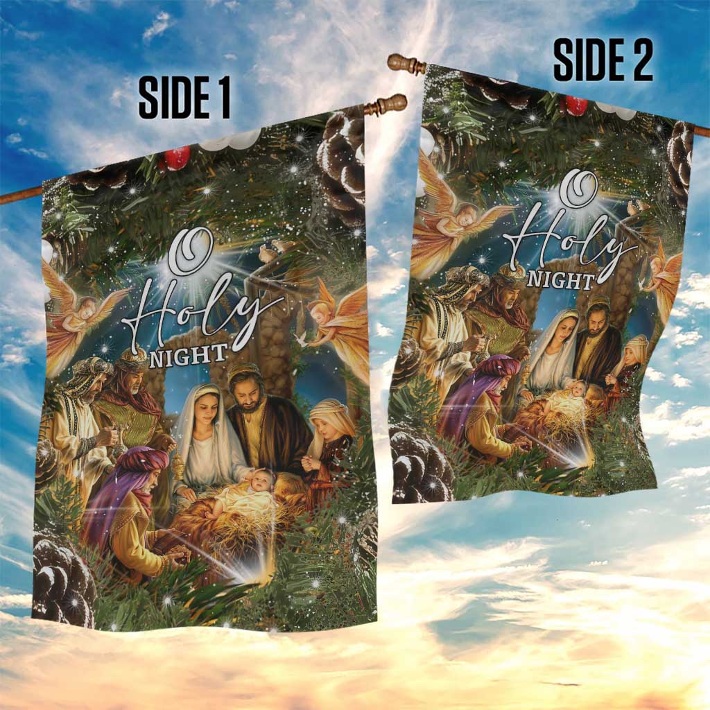 O Holy Night Nativity Scene Garden Flag Christian Christmas Angels and Baby Jesus - Wonder Print Shop