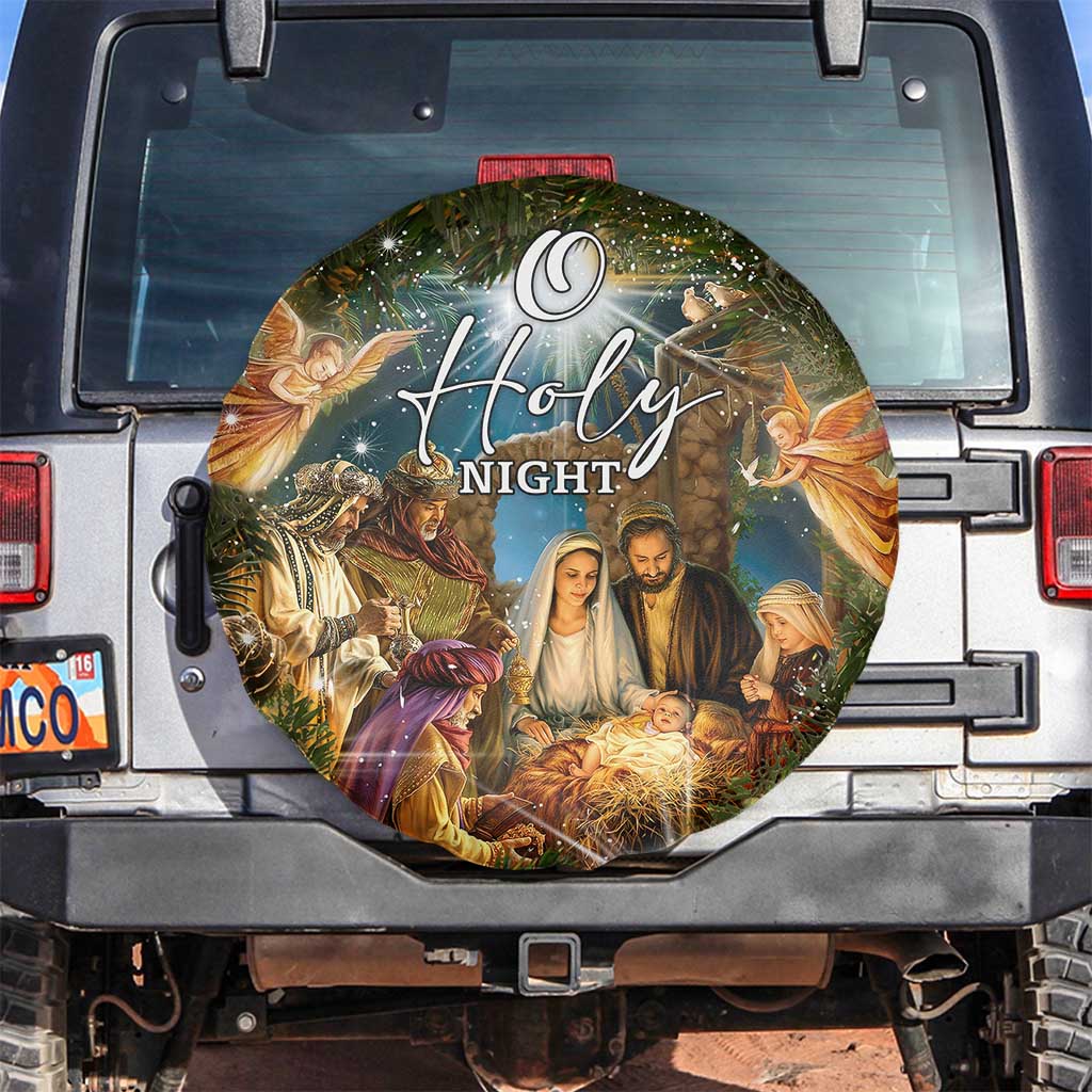 O Holy Night Nativity Scene Spare Tire Cover Christian Christmas Angels and Baby Jesus - Wonder Print Shop