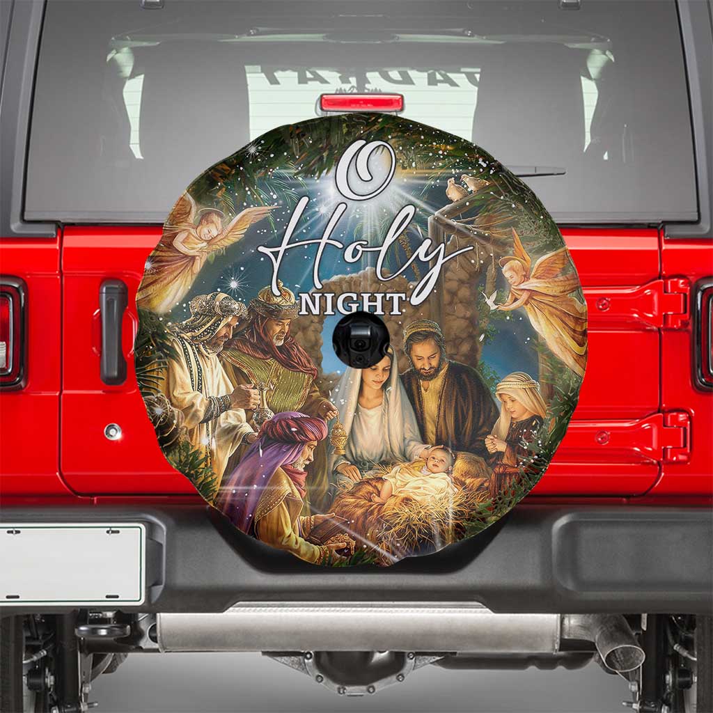 O Holy Night Nativity Scene Spare Tire Cover Christian Christmas Angels and Baby Jesus - Wonder Print Shop