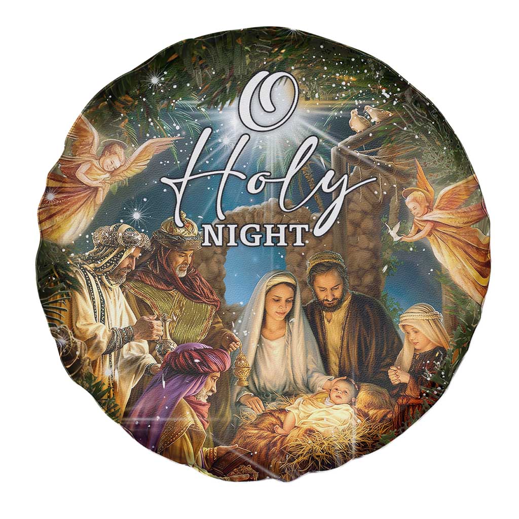 O Holy Night Nativity Scene Spare Tire Cover Christian Christmas Angels and Baby Jesus - Wonder Print Shop