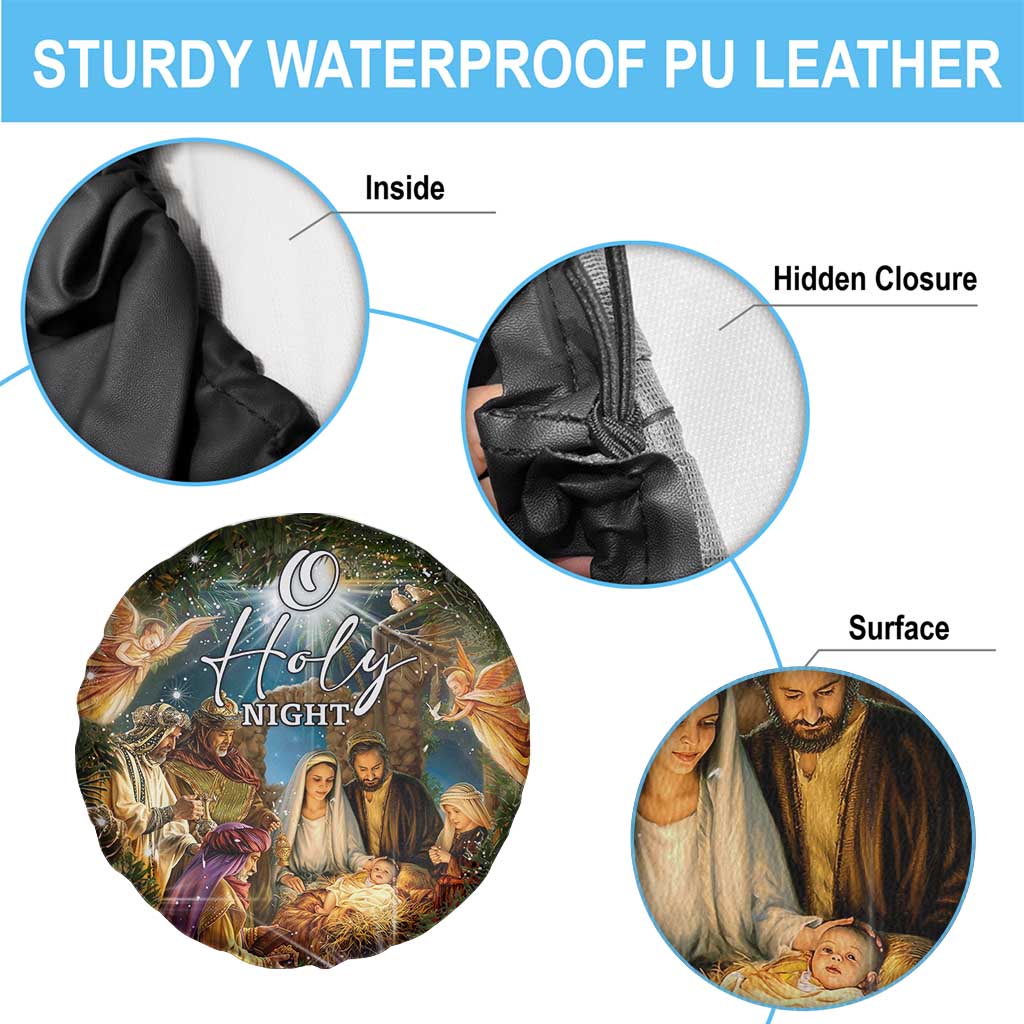 O Holy Night Nativity Scene Spare Tire Cover Christian Christmas Angels and Baby Jesus - Wonder Print Shop