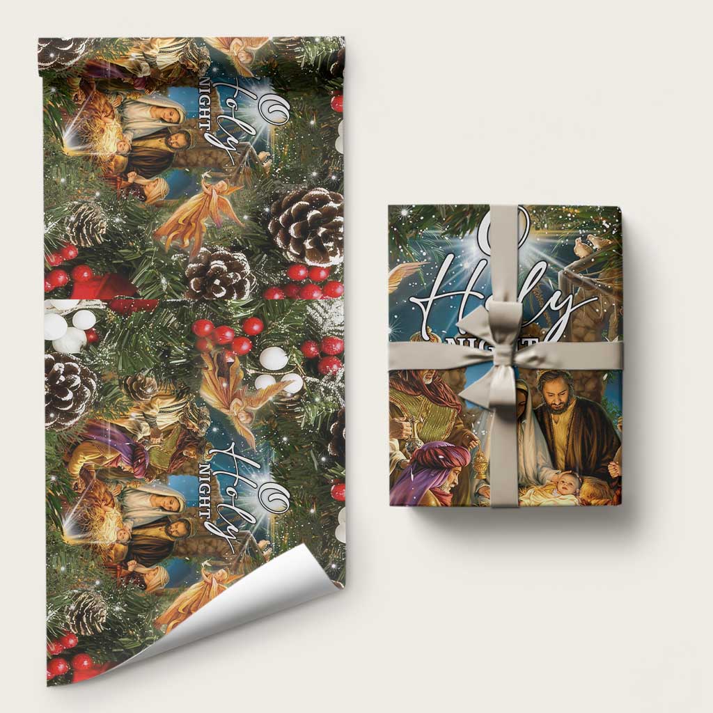 O Holy Night Nativity Scene Wrapping Paper Christian Christmas Angels and Baby Jesus - Wonder Print Shop