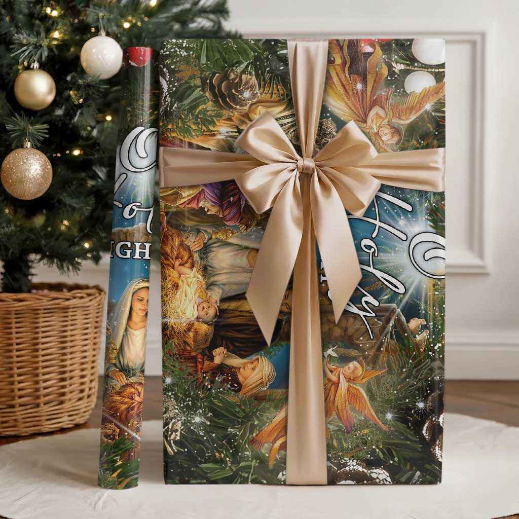 O Holy Night Nativity Scene Wrapping Paper Christian Christmas Angels and Baby Jesus - Wonder Print Shop