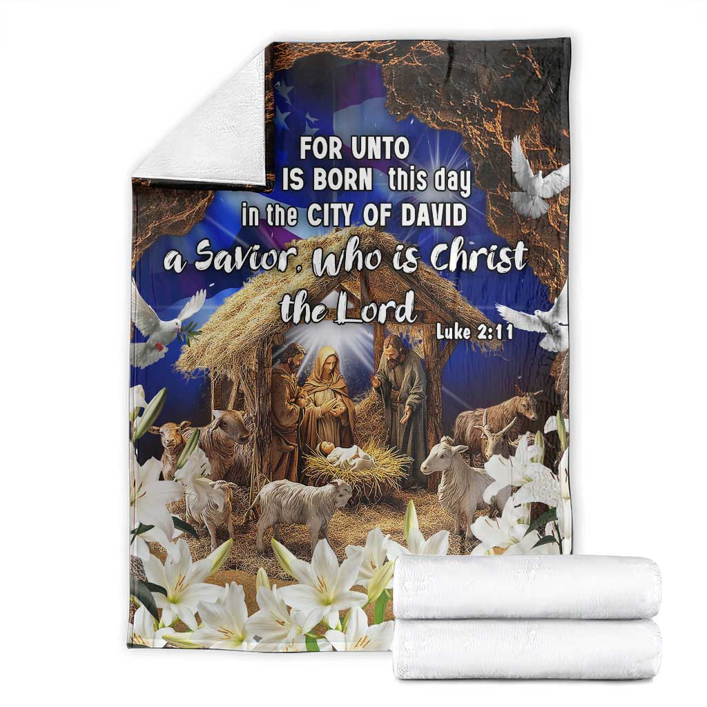 Luke 2:11 Bible Verse Nativity Throw Blanket Religious Christmas Holy Family Scripture - Wonder Print Shop