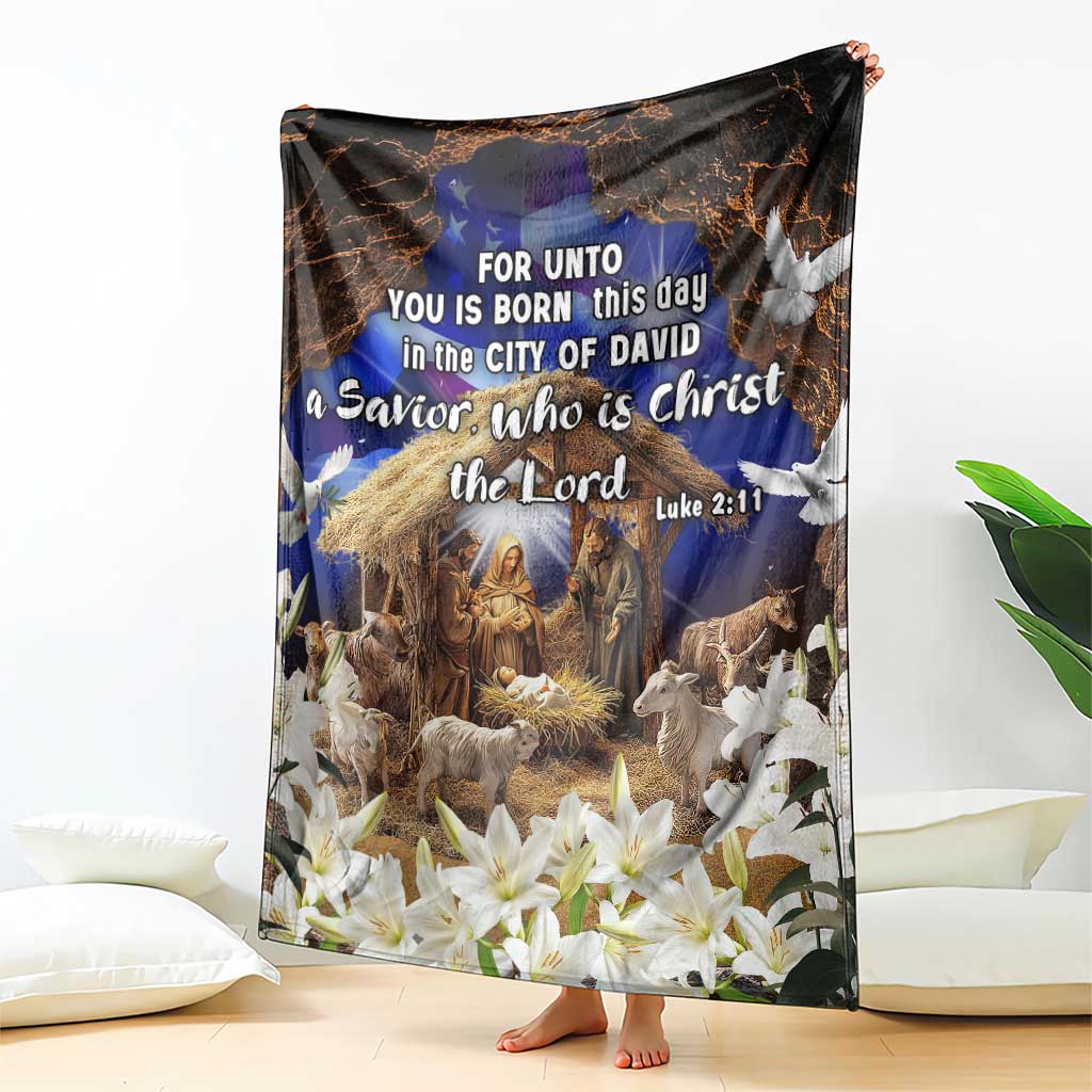 Luke 2:11 Bible Verse Nativity Throw Blanket Religious Christmas Holy Family Scripture - Wonder Print Shop