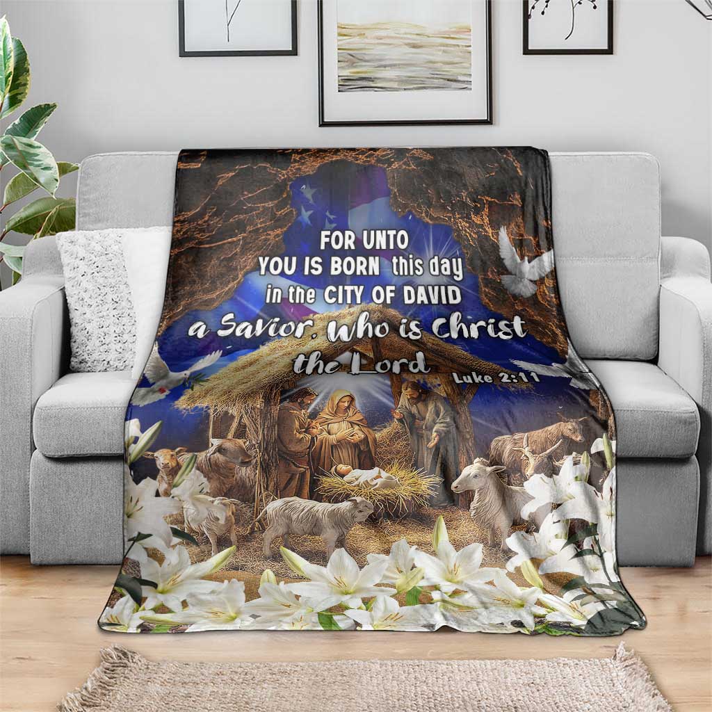 Luke 2:11 Bible Verse Nativity Throw Blanket Religious Christmas Holy Family Scripture - Wonder Print Shop