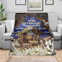 Luke 2:11 Bible Verse Nativity Throw Blanket Religious Christmas Holy Family Scripture - Wonder Print Shop