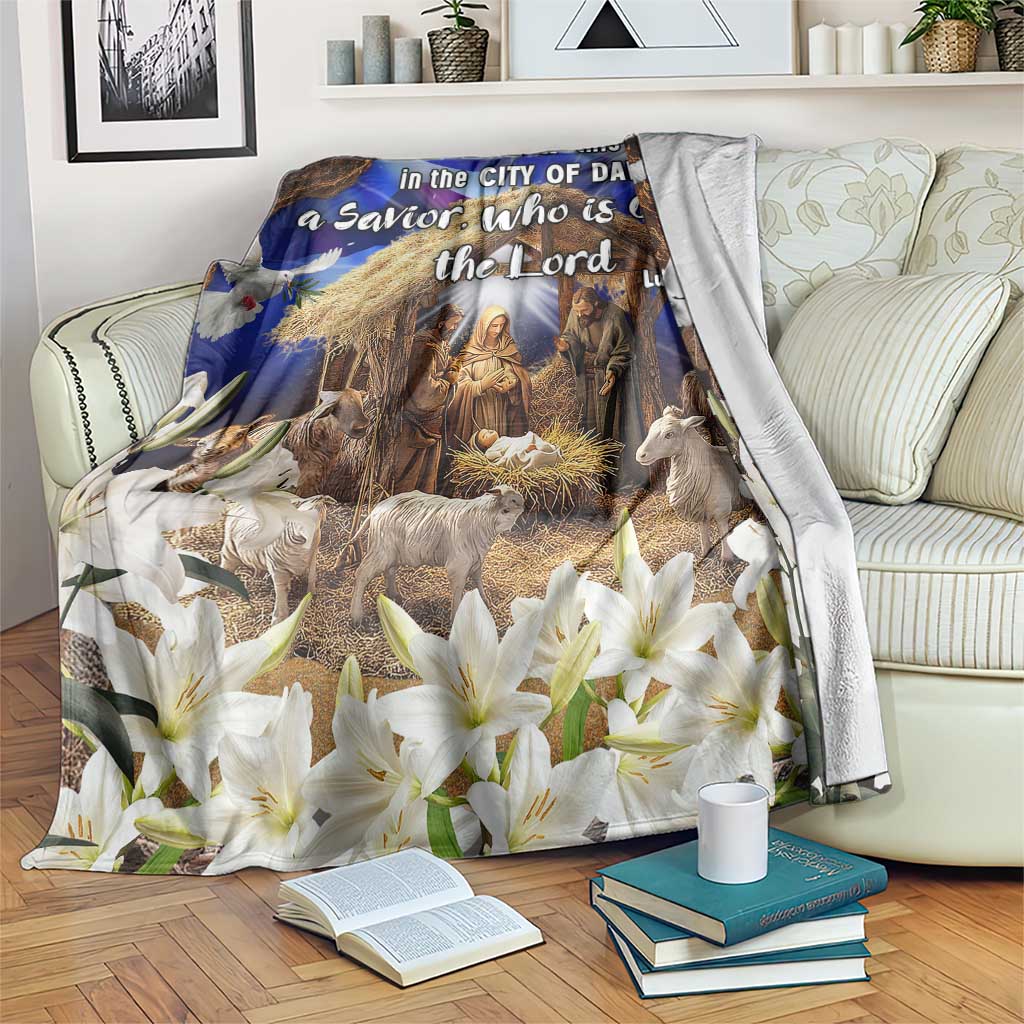 Luke 2:11 Bible Verse Nativity Throw Blanket Religious Christmas Holy Family Scripture - Wonder Print Shop