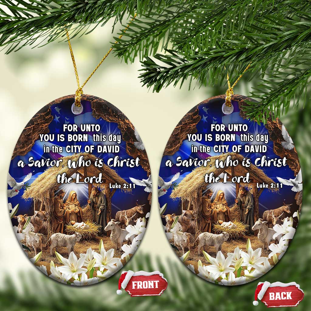 Luke 2:11 Bible Verse Nativity Christmas Ceramic Ornament Religious Christmas Holy Family Scripture - Wonder Print Shop