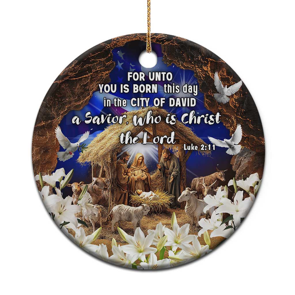 Luke 2:11 Bible Verse Nativity Christmas Ceramic Ornament Religious Christmas Holy Family Scripture - Wonder Print Shop