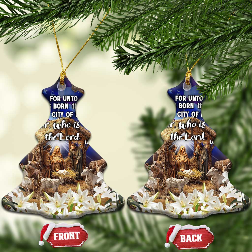 Luke 2:11 Bible Verse Nativity Christmas Ceramic Ornament Religious Christmas Holy Family Scripture - Wonder Print Shop