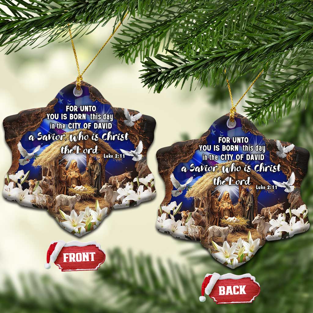 Luke 2:11 Bible Verse Nativity Christmas Ceramic Ornament Religious Christmas Holy Family Scripture - Wonder Print Shop