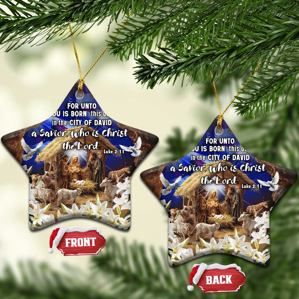 Luke 2:11 Bible Verse Nativity Christmas Ceramic Ornament Religious Christmas Holy Family Scripture - Wonder Print Shop