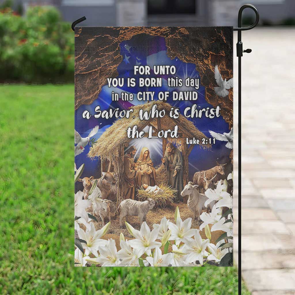 Luke 2:11 Bible Verse Nativity Garden Flag Religious Christmas Holy Family Scripture - Wonder Print Shop