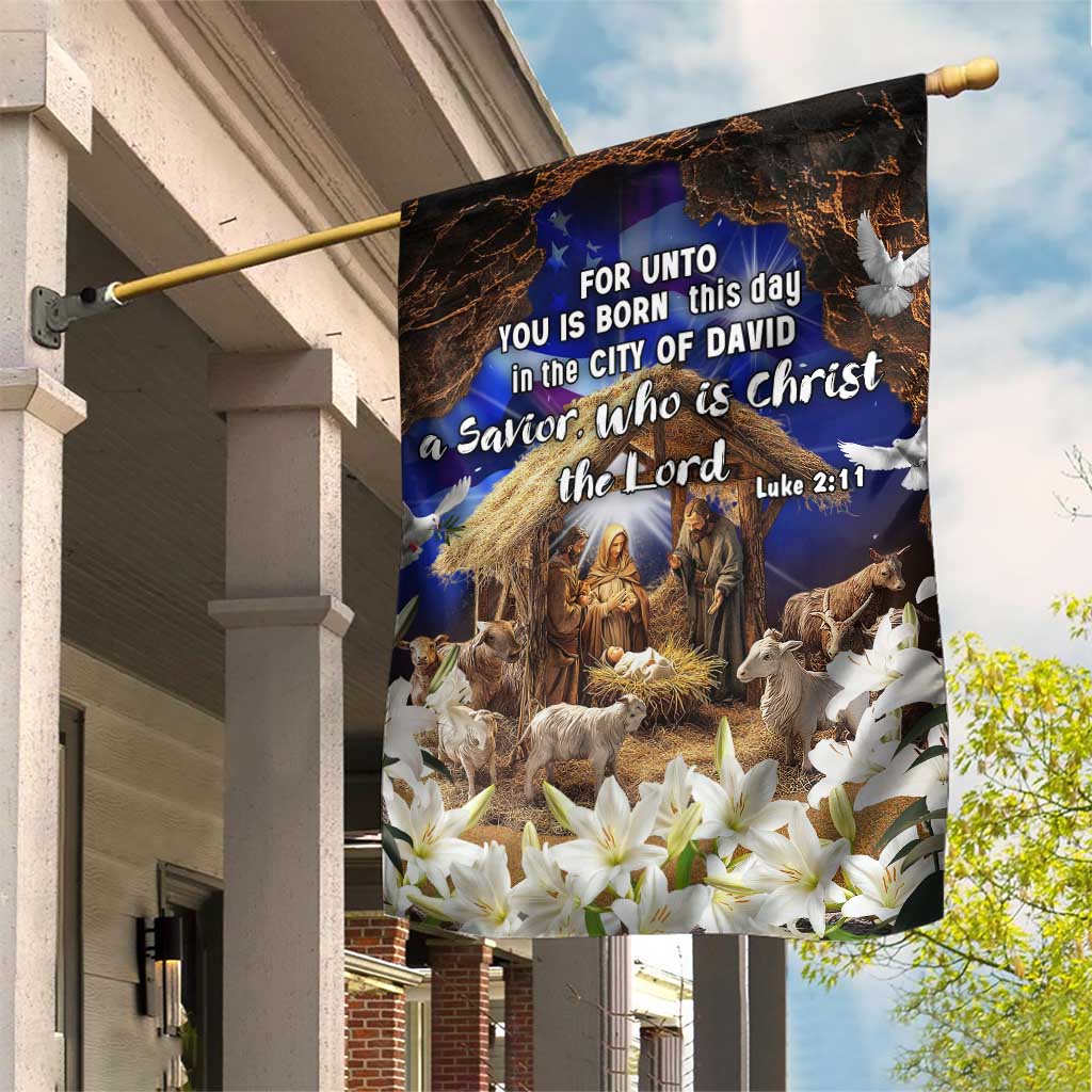 Luke 2:11 Bible Verse Nativity Garden Flag Religious Christmas Holy Family Scripture - Wonder Print Shop
