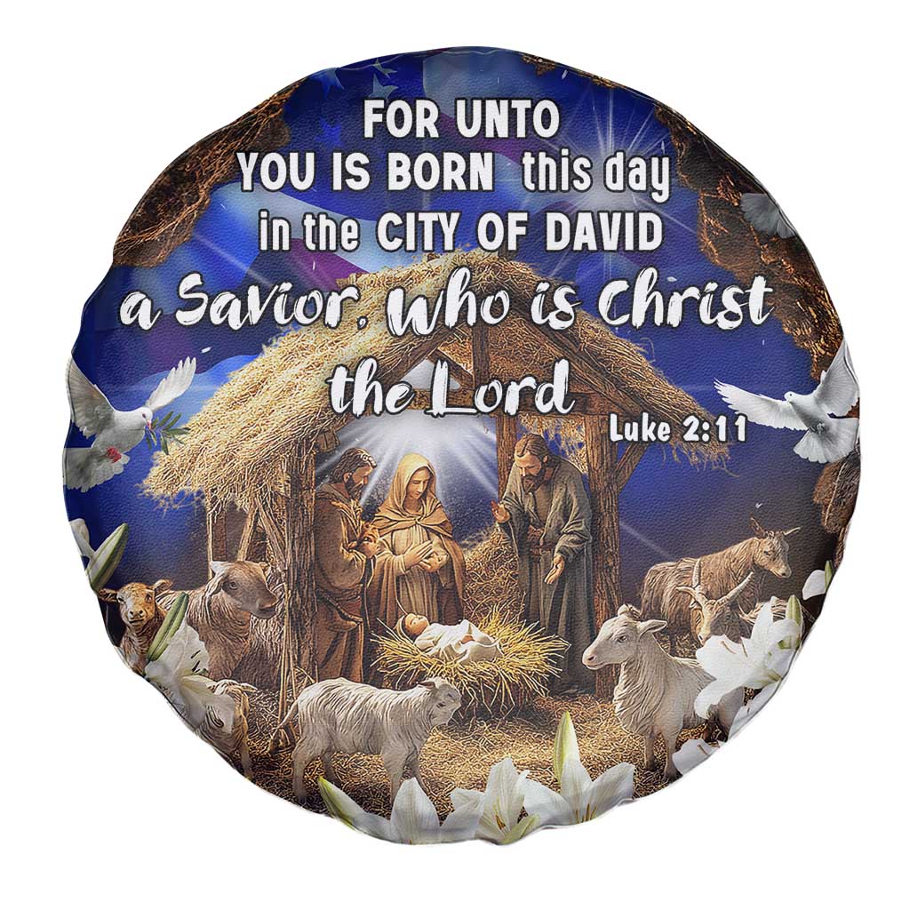 Luke 2:11 Bible Verse Nativity Spare Tire Cover Religious Christmas Holy Family Scripture - Wonder Print Shop