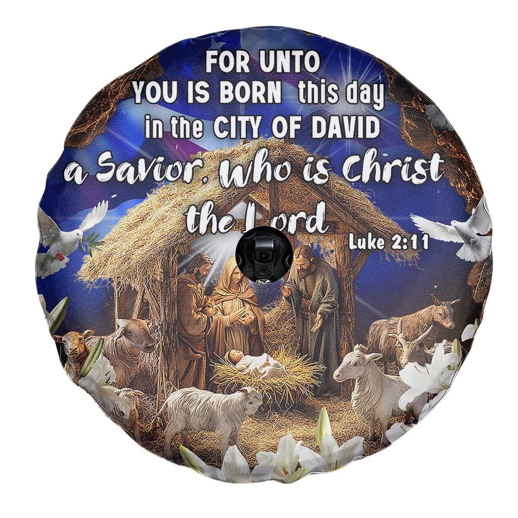 Luke 2:11 Bible Verse Nativity Spare Tire Cover Religious Christmas Holy Family Scripture - Wonder Print Shop