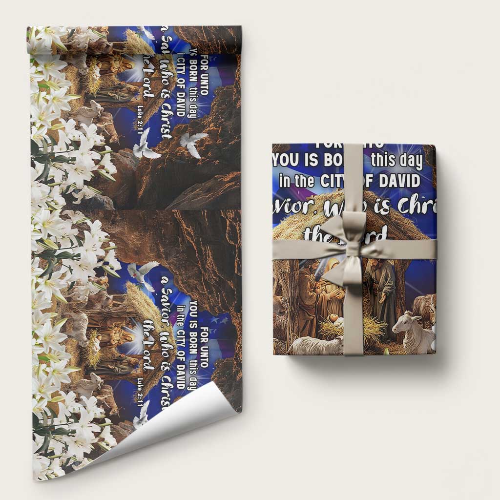 Luke 2:11 Bible Verse Nativity Wrapping Paper Religious Christmas Holy Family Scripture - Wonder Print Shop