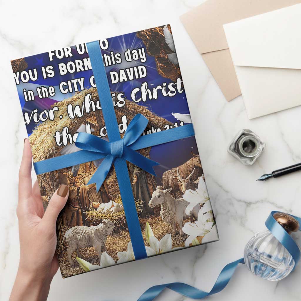 Luke 2:11 Bible Verse Nativity Wrapping Paper Religious Christmas Holy Family Scripture - Wonder Print Shop