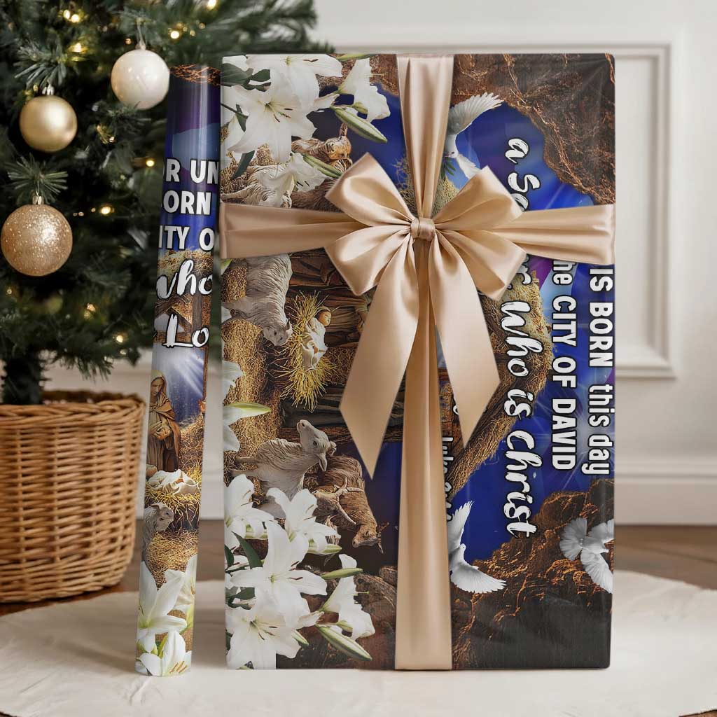 Luke 2:11 Bible Verse Nativity Wrapping Paper Religious Christmas Holy Family Scripture - Wonder Print Shop