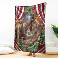 Patriotic Nativity Scene Throw Blanket American Flag Christian Christmas Baby Jesus and Angels Under the Star - Wonder Print Shop