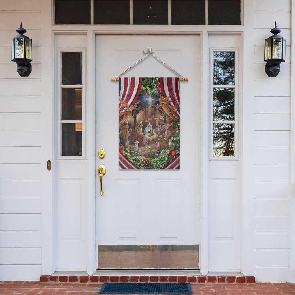Patriotic Nativity Scene Garden Flag American Flag Christian Christmas Baby Jesus and Angels Under the Star - Wonder Print Shop