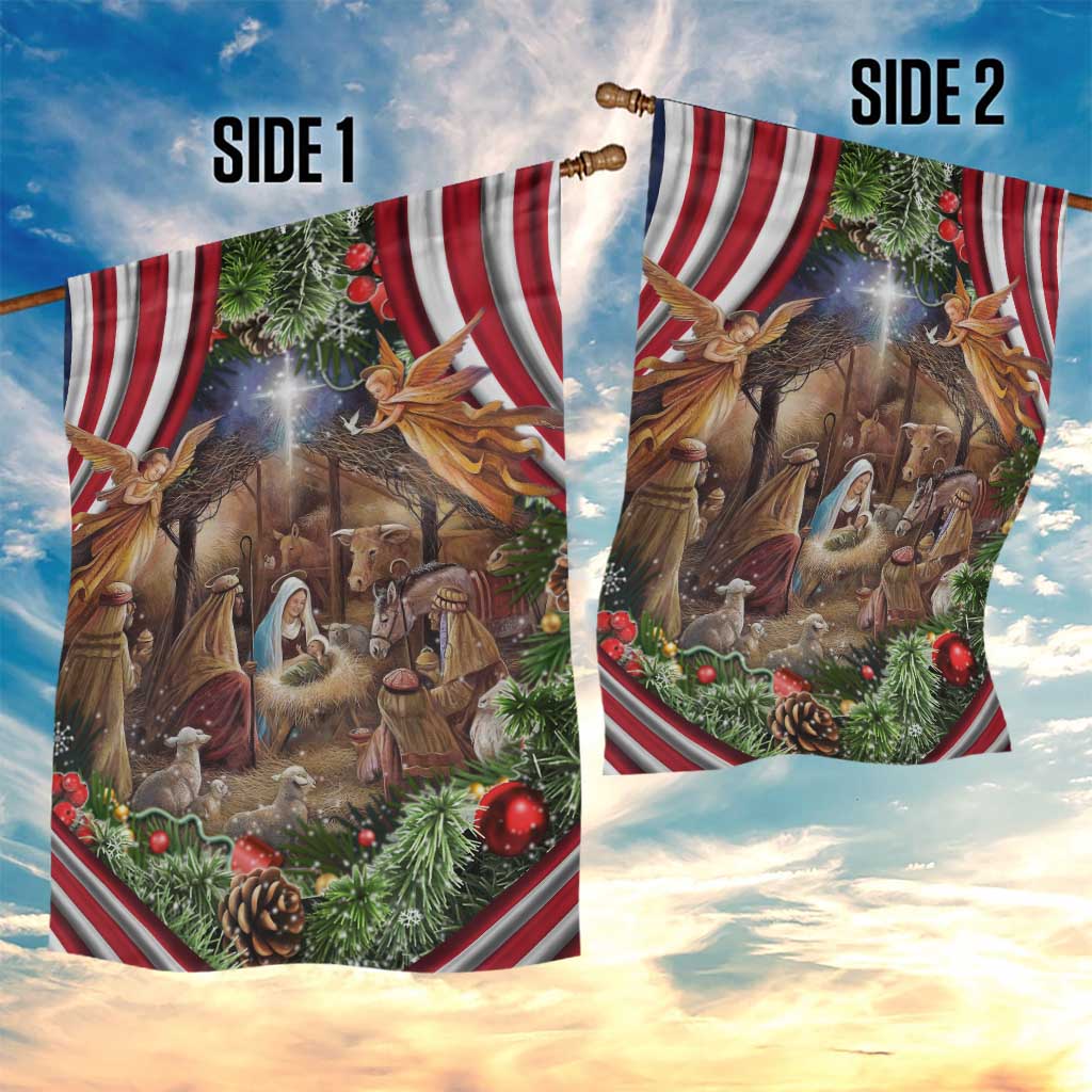 Patriotic Nativity Scene Garden Flag American Flag Christian Christmas Baby Jesus and Angels Under the Star - Wonder Print Shop