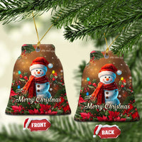 Merry Christmas Snowman Christmas Ceramic Ornament Whimsical Holiday Poinsettias Santa Hat - Wonder Print Shop