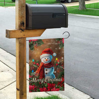 Merry Christmas Snowman Garden Flag Whimsical Holiday Poinsettias Santa Hat - Wonder Print Shop