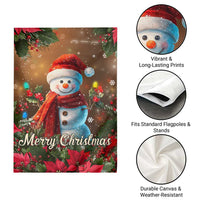 Merry Christmas Snowman Garden Flag Whimsical Holiday Poinsettias Santa Hat - Wonder Print Shop