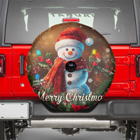 Merry Christmas Snowman Spare Tire Cover Whimsical Holiday Poinsettias Santa Hat - Wonder Print Shop