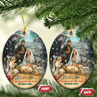 Jesus is the Reason for the Season Christmas Ceramic Ornament Personalized Christian Christmas Nativity Scene Custom Family Name - Wonder Print Shop