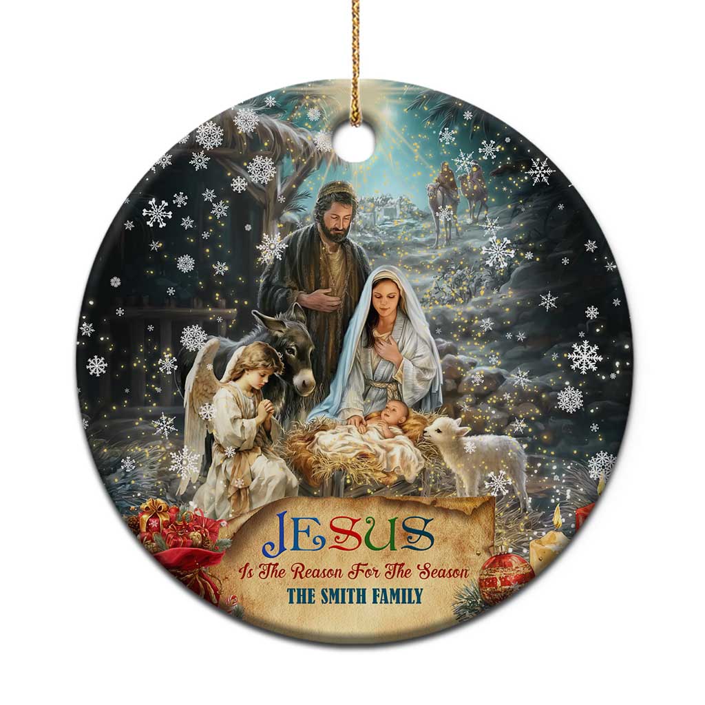 Jesus is the Reason for the Season Christmas Ceramic Ornament Personalized Christian Christmas Nativity Scene Custom Family Name - Wonder Print Shop