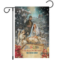 Jesus is the Reason for the Season Garden Flag Personalized Christian Christmas Nativity Scene Custom Family Name - Wonder Print Shop