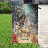 Jesus is the Reason for the Season Garden Flag Personalized Christian Christmas Nativity Scene Custom Family Name - Wonder Print Shop