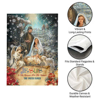 Jesus is the Reason for the Season Garden Flag Personalized Christian Christmas Nativity Scene Custom Family Name - Wonder Print Shop